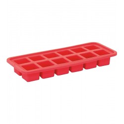 Forma De Gelo Silicone Retangular Vermelha Com Cubos Quadrados